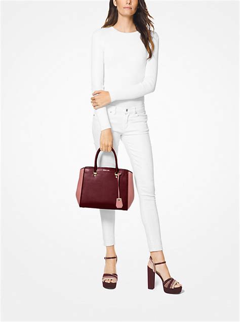 michael kors benning large two tone leather satchel|Satchels Michael Kors .